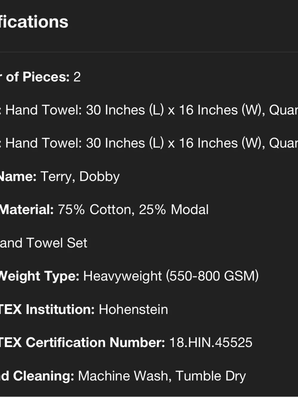 2pk Modal Hand Towel Gray - Casaluna